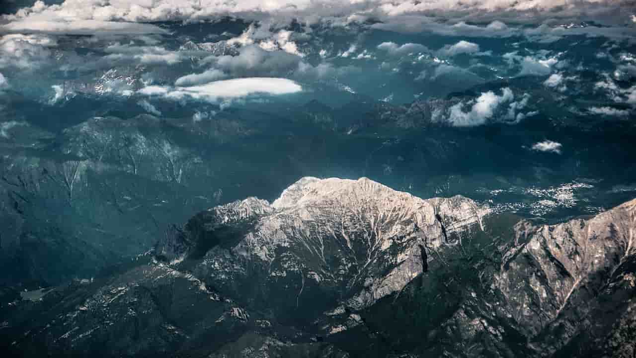 Europe bird view, aerial view over the alps landscape.