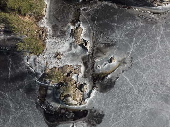 Drone photography over some ice cliffs