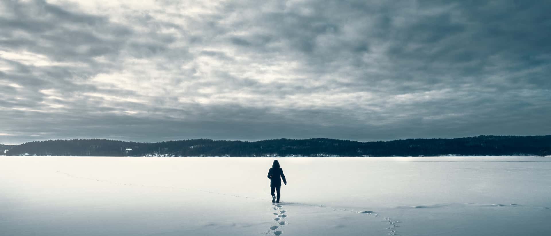 Harald walking on an ice lake, February 2019