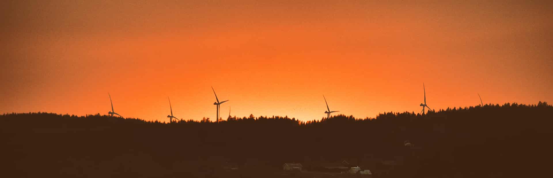 Home horizon January 2019, wind power plant silhouette.