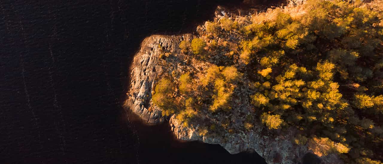 Drone photography over some cliffs.