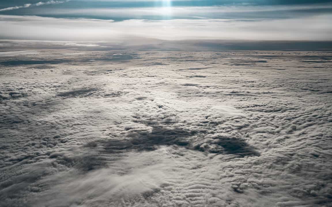 Aerial photograph over the clouds