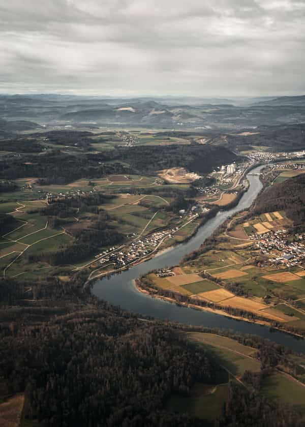 Aerial before landing in Zurich Airport