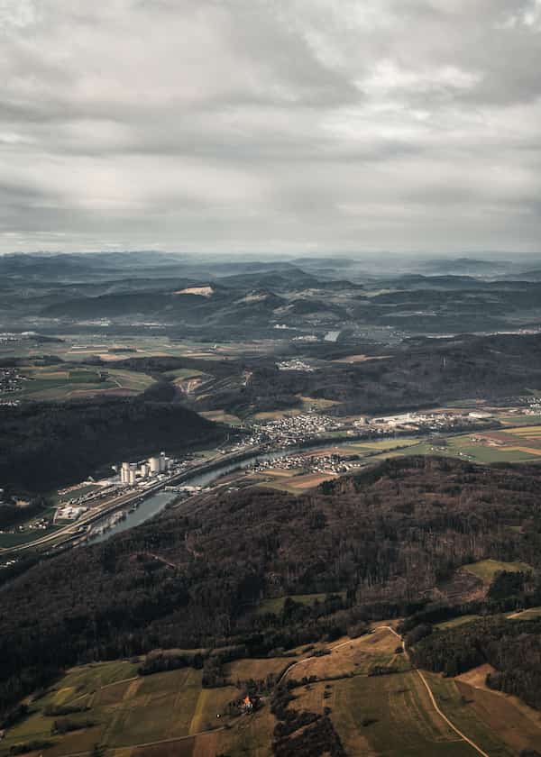 Aerial before landing in Zurich Airport
