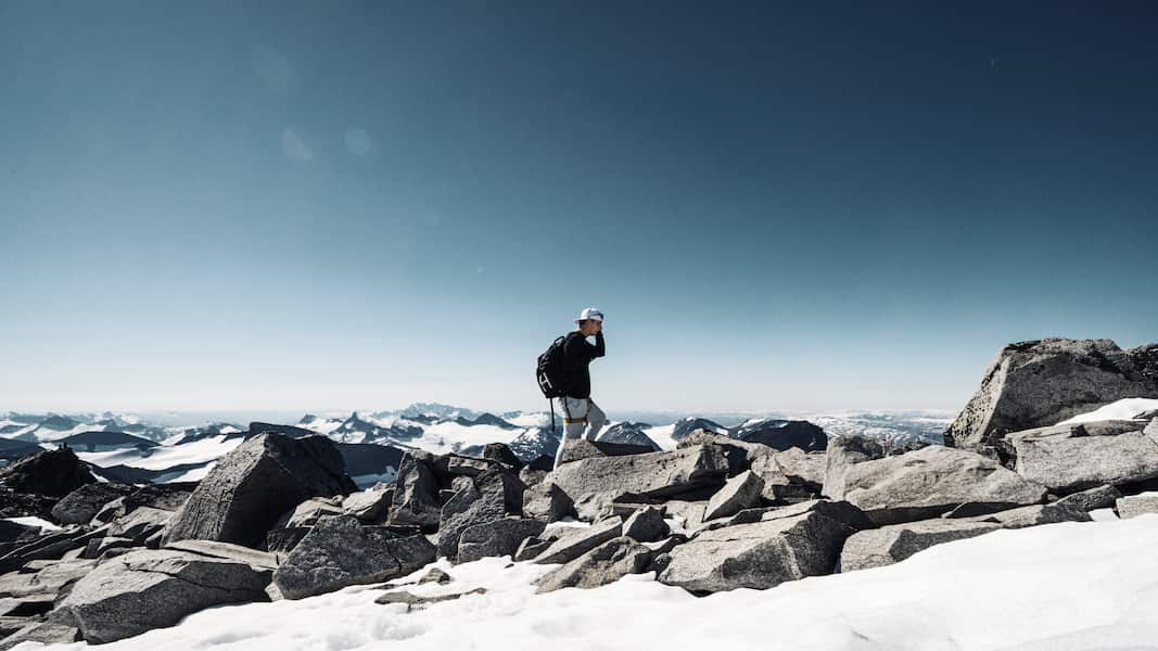 Harald Revery walking at Galdhøpiggen