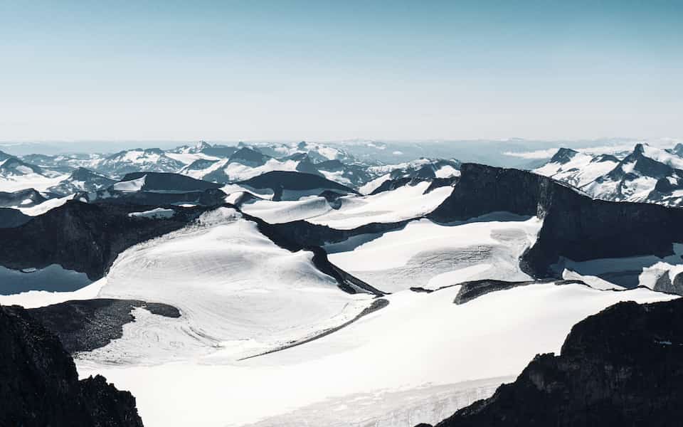 A view from Galdhøpiggen over Jotunheimen