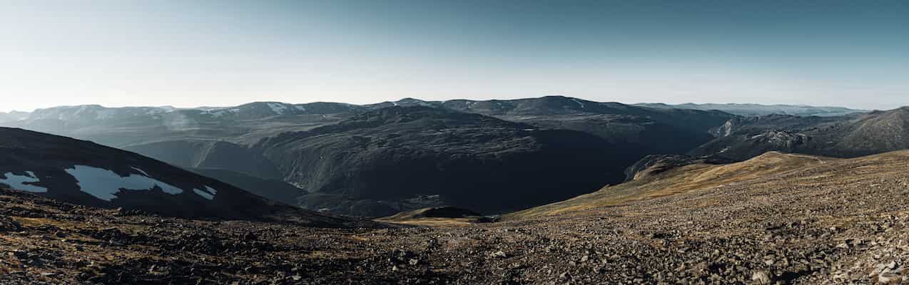 Stitched panorama photo over Jotunheimen