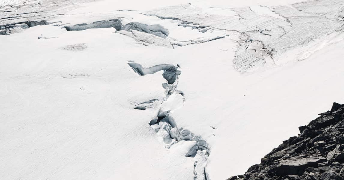 Photo over a glacier crack.