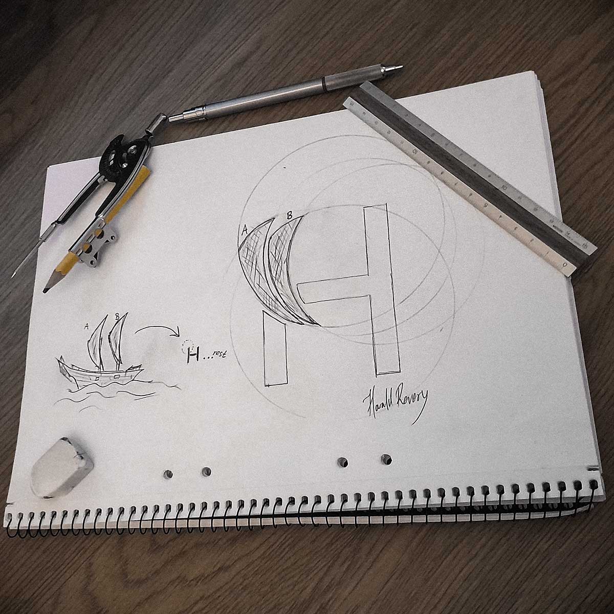 visual sketch of Harald Revery logo